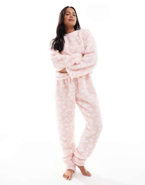 Loungeable - Ensemble de pyjama en sherpa confortable - Léopard rose - view 1