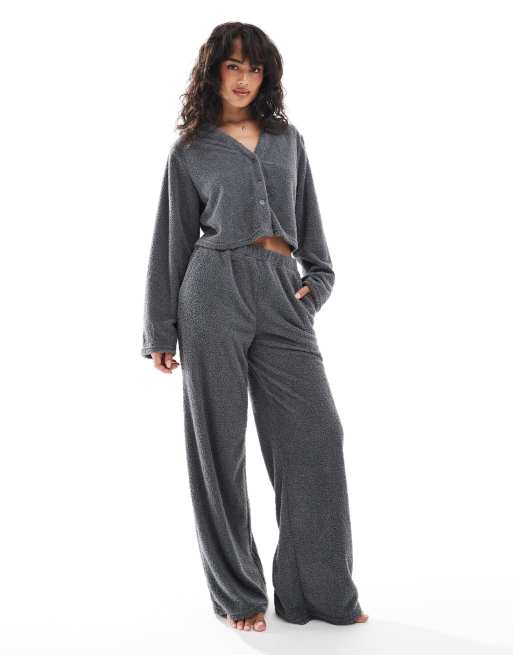 Loungeable - Ensemble gilet en maille duveteuse douce - Marron