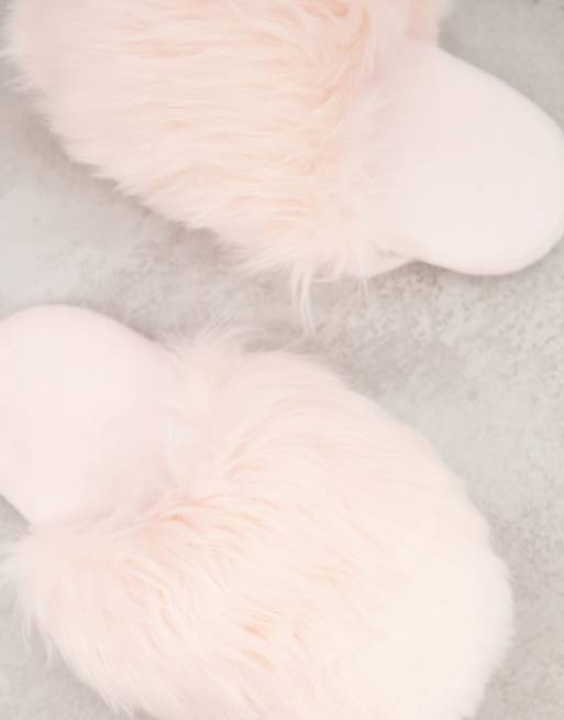 Loungeable faux fur slipper in pink