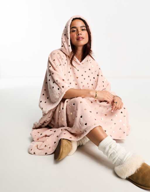 Loungeable PONCHO HOODY SNOW TIPPED WELL SOFT SNUGGLE - Accappatoio -  pink/fuxia 