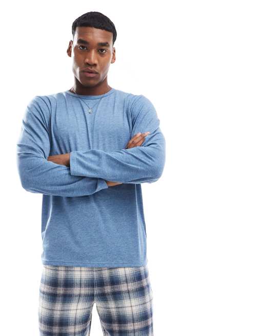 Loungeable fleece stripe top and check pants pyjama set in black, 3 of 4