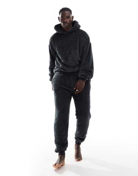 Loungeable fleece trackies in grey - view 1