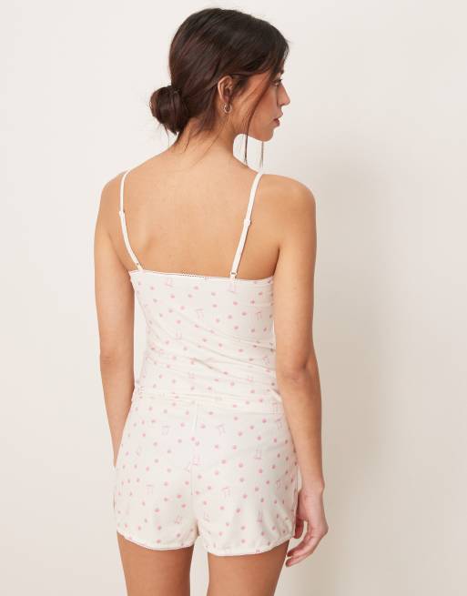 Loungeable printed baby waffle longline cami and knicker set 