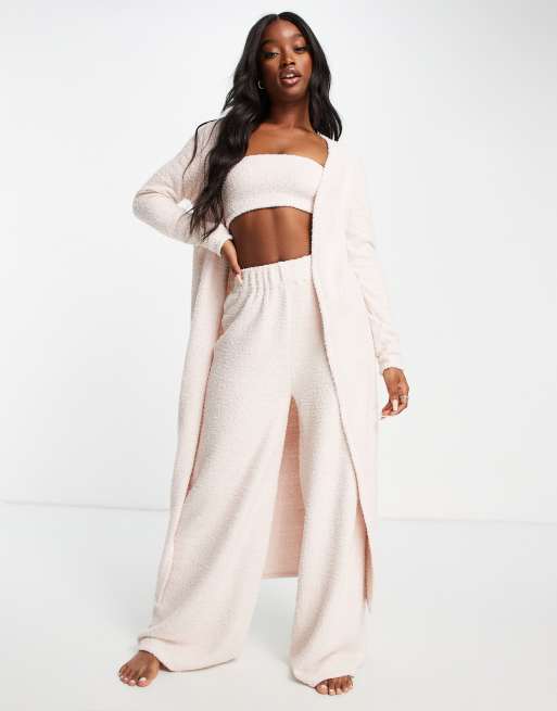 Loungeable fluffy loungewear set in pale pink ASOS