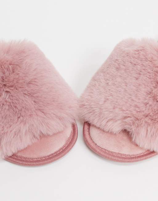 Pink fluffy clearance slider slippers