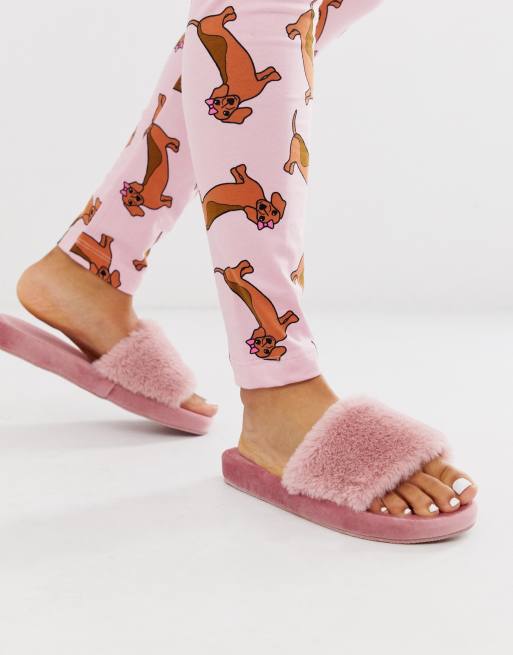 name brand fluffy slippers
