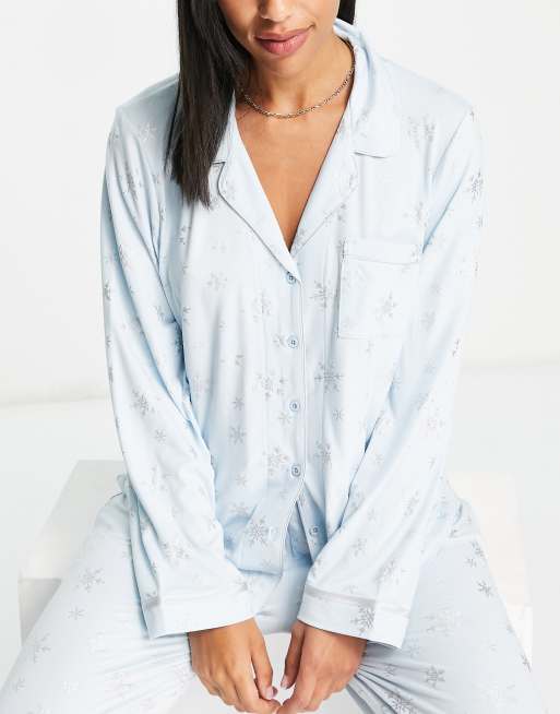 Loungeable foil snowflake pajamas in light blue, 3 of 4