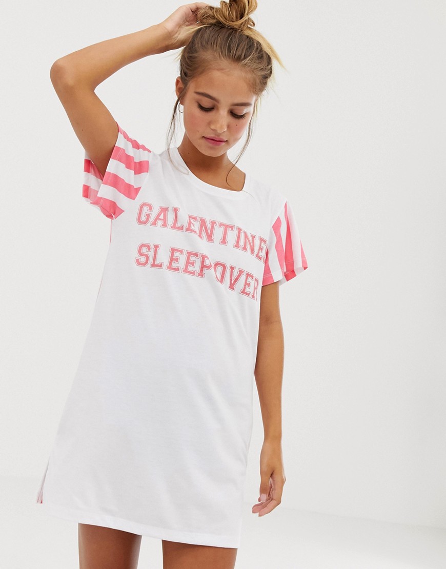 Loungeable - Galentines Candy - Camicia da notte a righe-Multicolore