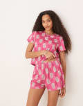 [Loungeable] Loungeable girl math t-shirt and shorts pyjama set in hot pink 12 PINK
