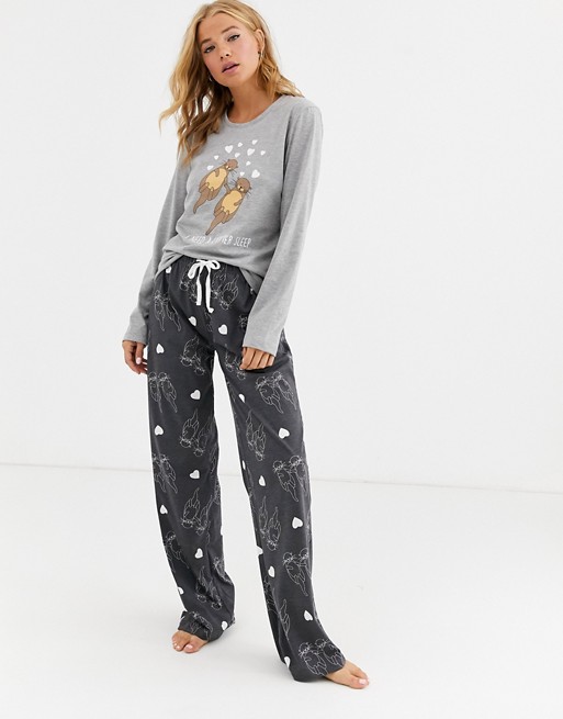 Loungeable grey otter pyjama set