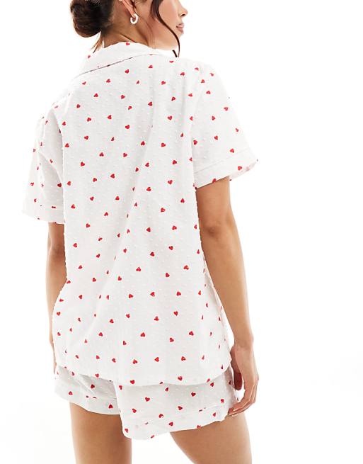Hearts Print on Off-White PJ Set Hearts Print on Off-White PJ Set