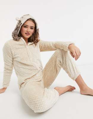 Loungeable hedgehog onesie in waffle fleece