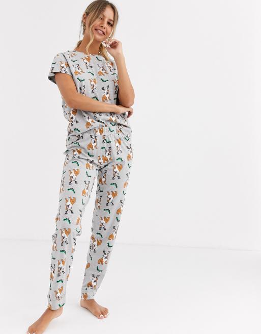 Loungeable His And Hers Bulldog Print Pyjama Set Asos