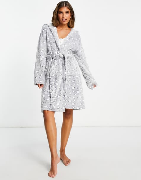 Loungeable Maternity fleece pajamas with half zip in gray cloud