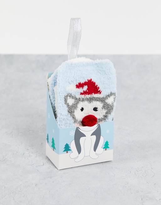 Loungeable – Husky – Gemütliche Socken in weihnachtlicher Geschenk-Box