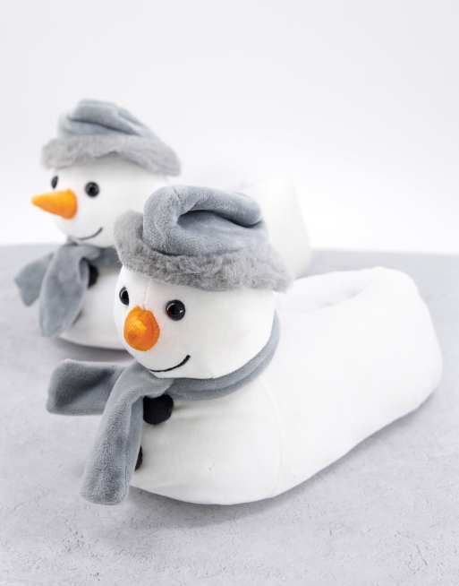 Loungeable - Jul - Hvide hjemmesko med snemandsdesign