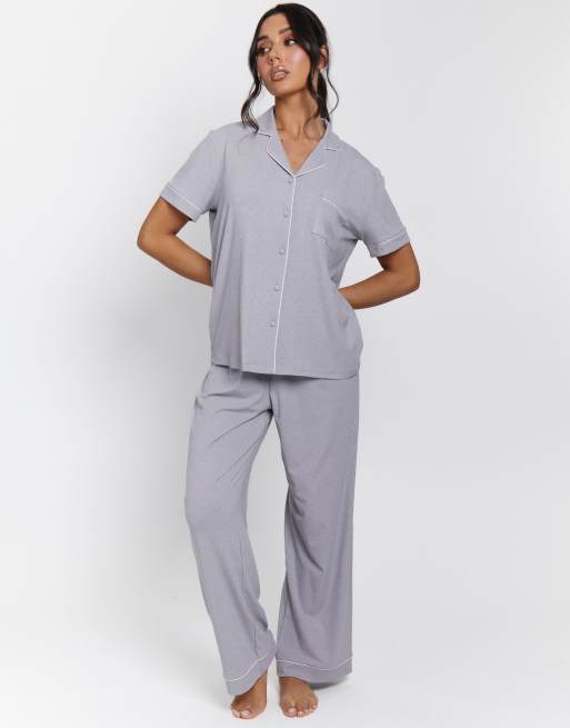 Loungeable - Ladies - Ensemble de pyjama côtelé - Argenté, 2 de 5