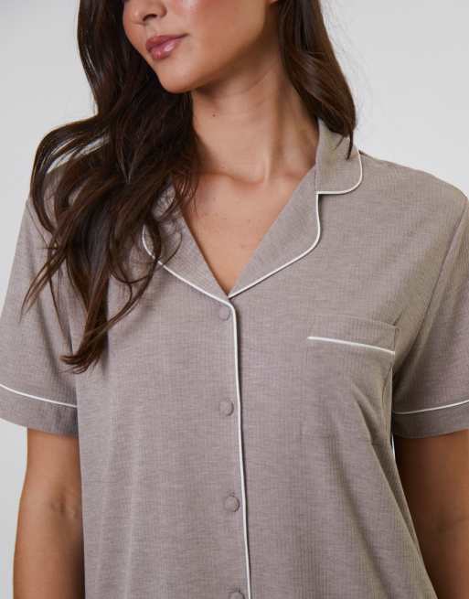 Loungeable - Ladies - Ensemble pyjama côtelé - Avoine, 3 de 4