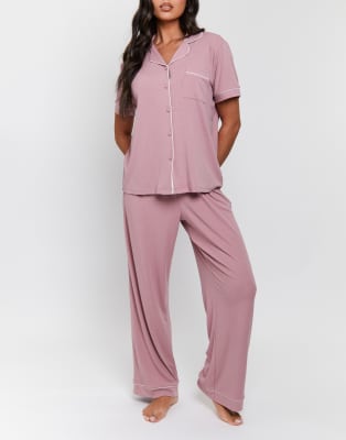 Loungeable - Ladies - Gerippter Pyjama in Rosa