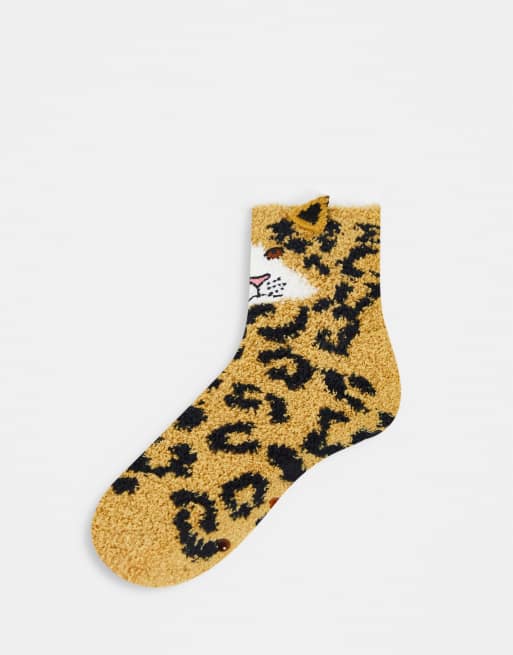 Loungeable leopard cosy socks in Christmas gift box
