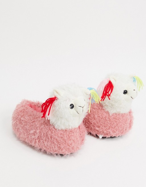 Loungeable llama slippers in pink