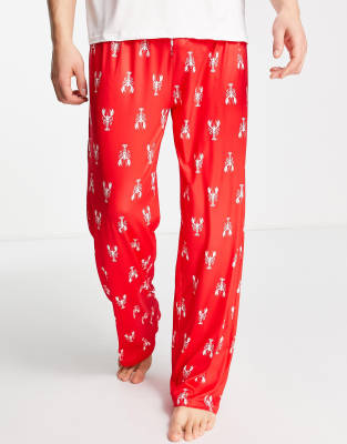 Loungeable Lobster Valentine's Pajamas In Red And White