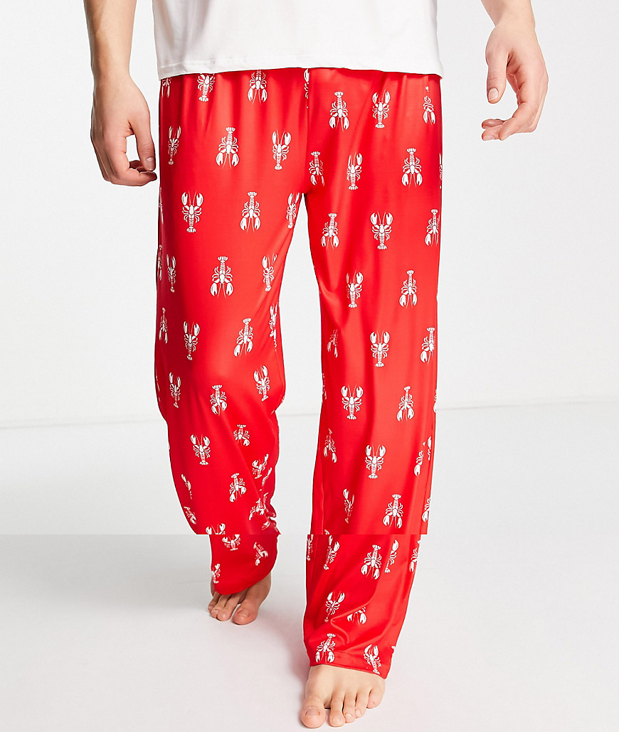 Loungeable Lobster Valentine's Pajamas In Red And White