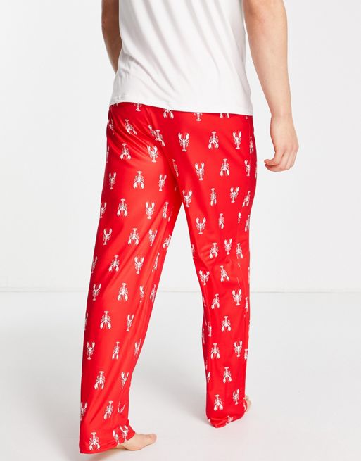 Loungeable lobster Valentine's pajamas in red and white