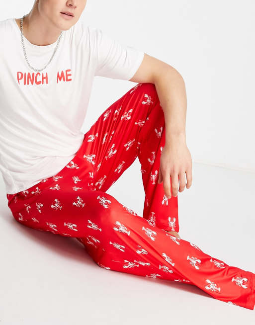 Loungeable lobster Valentine's pajamas in red and white