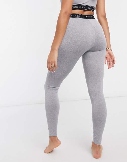 Loungeable logo elastic lounge legging in grey marl