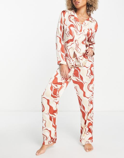 DESMOND & DEMPSEY Pocket Pajama Set In Night Bloom Print