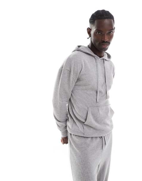 Loungeable – Lounge-Kapuzenpullover in Grau mit Waffelstruktur - view 1