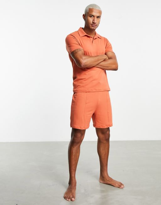 Loungeable polo and short set in rust, 3 of 3