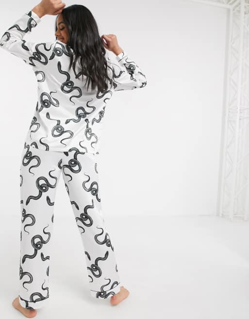 Loungeable Luxe serpent print satin pyjama set