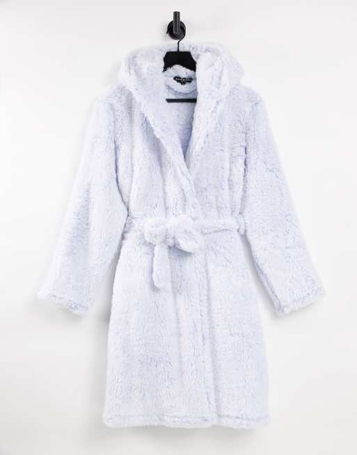 Loungeable luxury hooded robe in snow tipped blue ASOS