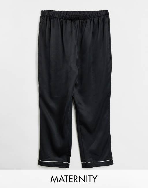 Loungeable mix and match satin black pyjama pants