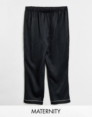 Loungeable Maternity mix and match satin pyjama trousers in black - ASOS Price Checker