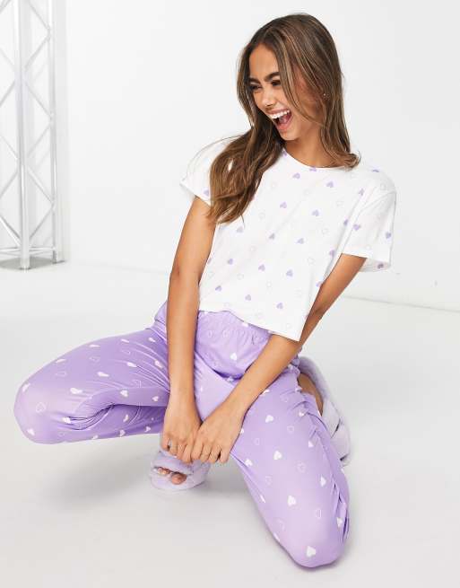 Women's Plush Fleece Pyjama Lounge Pants - Lilac/Makeup Tools