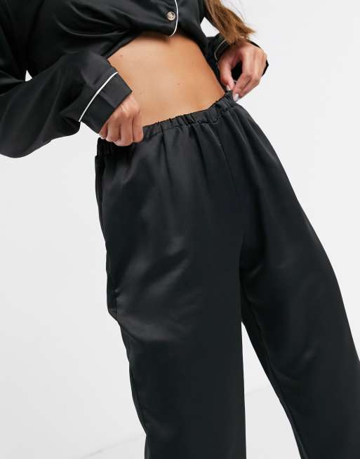 Loungeable mix and match satin black pyjama pants, 3 of 4