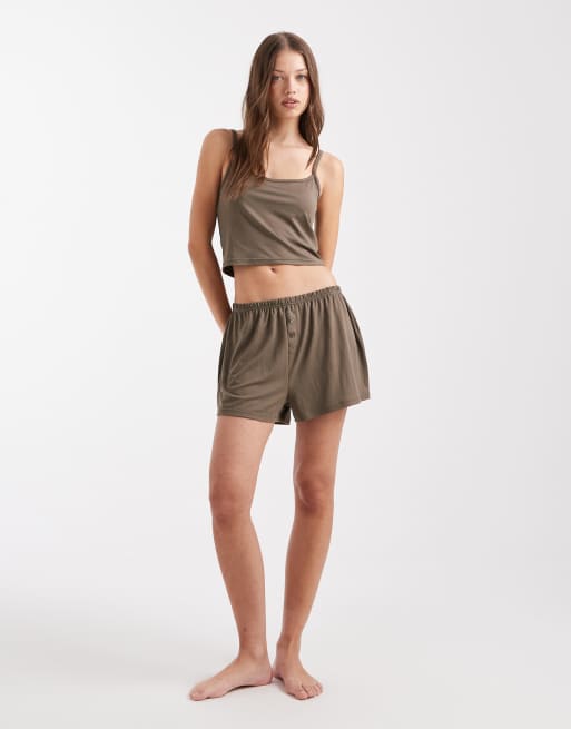 Loungeable - Mix & Match - Completo in jersey morbidissimo color tortora