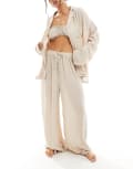 [Loungeable] Loungeable Mix & Match crinkle shirt and pants set in stone-Neutral 8 STONE