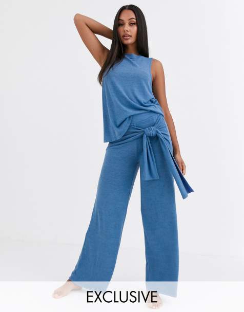 Loungeable – Mix & Match – Freizeithose mit weitem Bein und Schnürung vorn