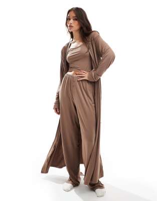 Loungeable - Mix & Match - Gerade geschnittene Boxer-Hose aus superweichem Jersey in Cappuccino-Brown