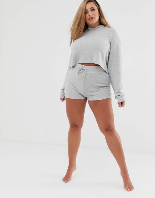 Loungeable mix & match plus size cheeky lounge short in gray