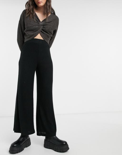 Knit Pants - Black Straight Leg Pants