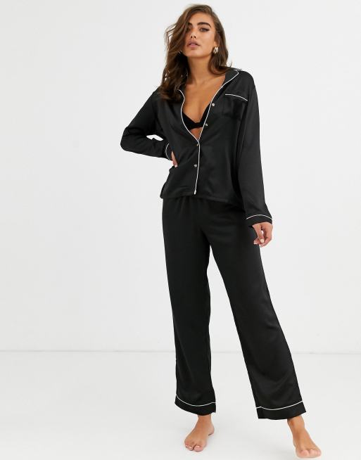 Loungeable - Mix og match - Sorte pyjamasbukser i satin