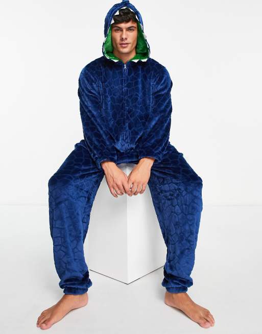 Loungeable - Monster-onesie van fleece in blauw
