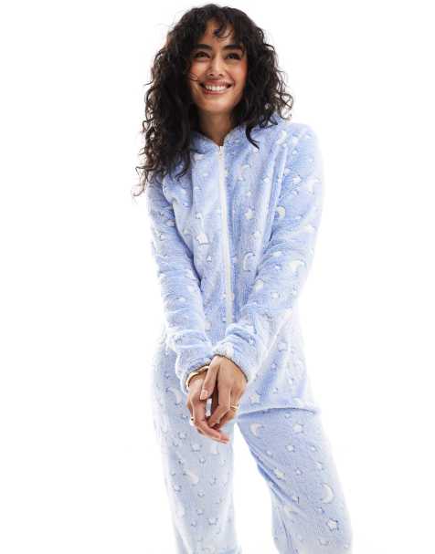 Loungeable Moon star embossed all in one in blue - view 1