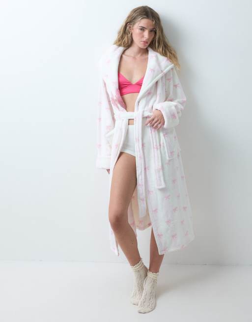 Loungeable mysig midirock med huva i rosa rosettmönster, 2 av 4