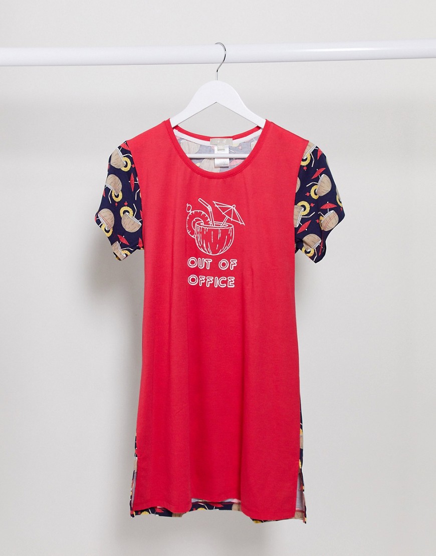 Loungeable out of office coconut nightshirt-Red